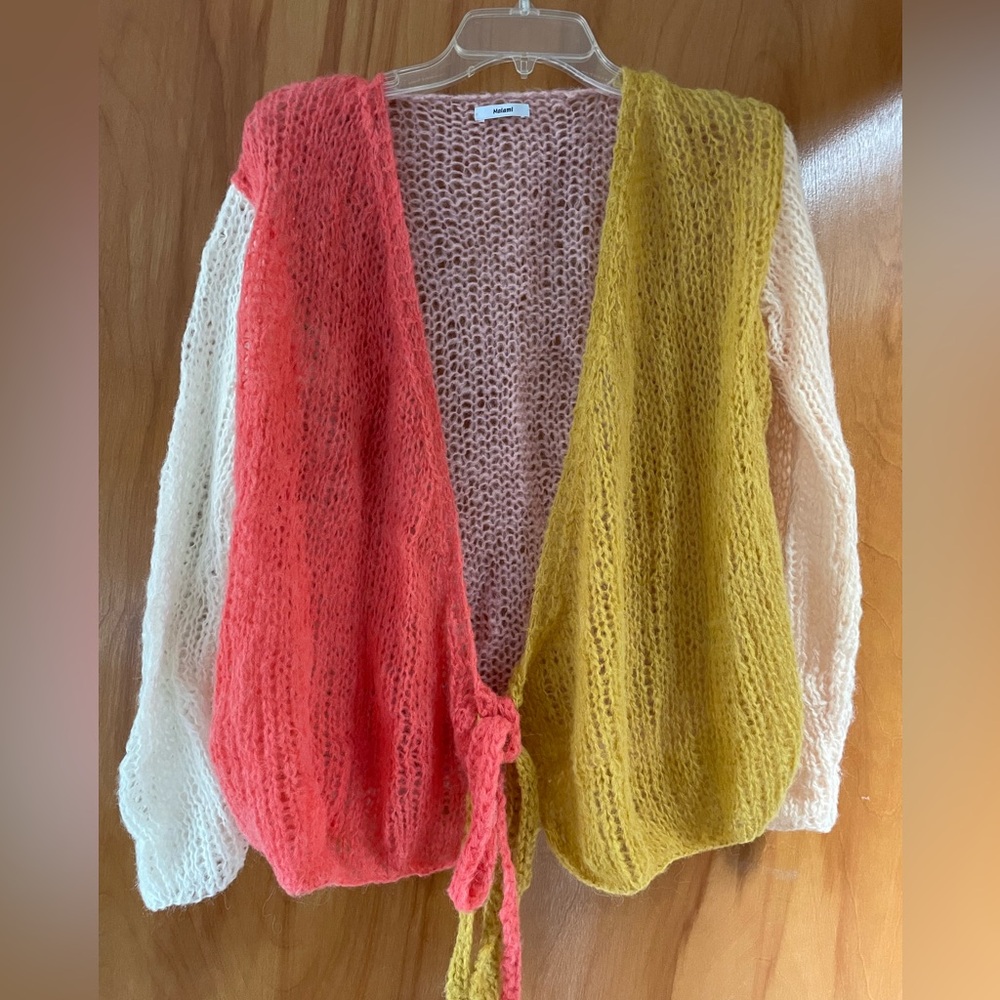 Maiami mohair colorblock wrap sweater